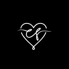 monogram logo letter c and f in love design template