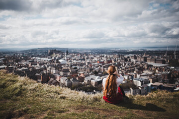 Woman Overlooking Edinburgh