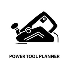 power tool planner icon, black vector sign with editable strokes, concept illustration