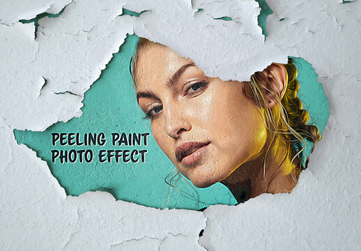 Peeling Paint Photo Effect on Wall Surface Mockup