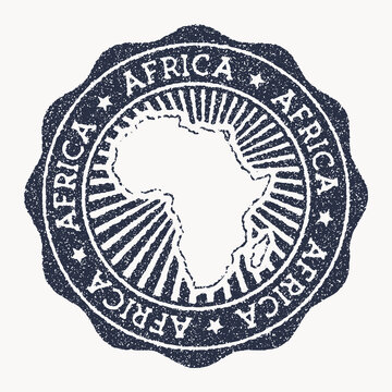Africa stamp. Travel rubber stamp with the name and map of continent, vector illustration. Can be used as insignia, logotype, label, sticker or badge of the Africa.