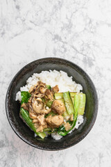 ホタテ貝の小松菜の丼