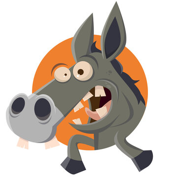 funny cartoon donkey in a badge vector illustration