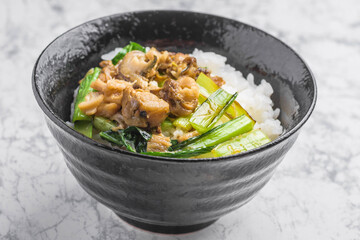 ホタテ貝の小松菜の丼