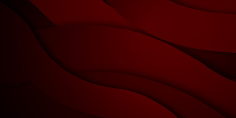Abstract background of curved surfaces and wave shape in red colors
