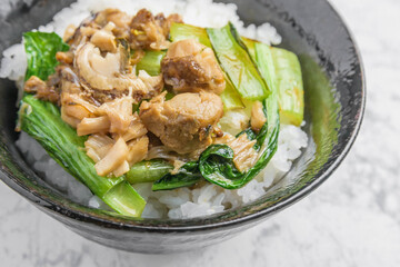 ホタテ貝の小松菜の丼