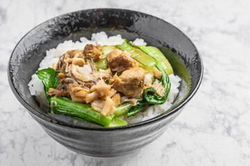 ホタテ貝の小松菜の丼