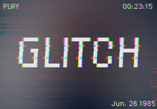 Camcorder Glitch Text Effect Mockup