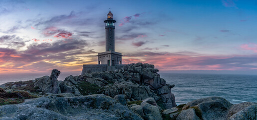 panorama view of the Punta Nariga Lighthouse at sunset