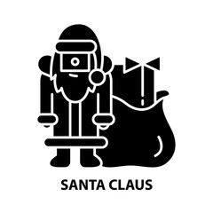 santa claus icon, black vector sign with editable strokes, concept illustration