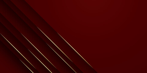 Dark red and gold abstract background luxury golden line template premium vector 