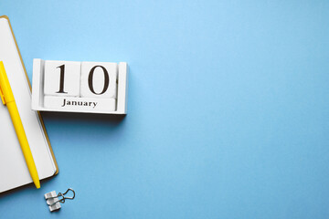 tenth day of winter month calendar january with copy space