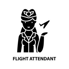 flight attendant icon, black vector sign with editable strokes, concept illustration