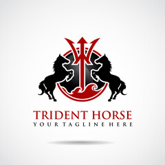 Trident Horse logo template. Vector Illustrator eps.10