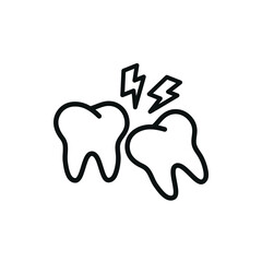 Vector image. Collection of grinding wheels icons. Image of cavities, molar implant and toothache.