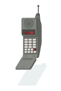 Vector illustration of a retro 90s cellphone with antenna. Vintage mobile  phone with keys isolated on white background Stock Vector | Adobe Stock