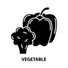 vegetable icon, black vector sign with editable strokes, concept illustration