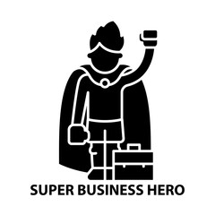 super business hero icon, black vector sign with editable strokes, concept illustration