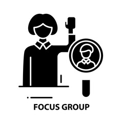 focus group symbol icon, black vector sign with editable strokes, concept illustration