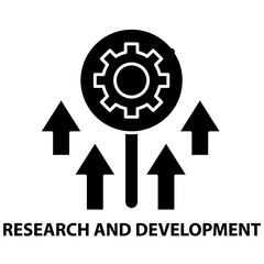 research and development icon, black vector sign with editable strokes, concept illustration