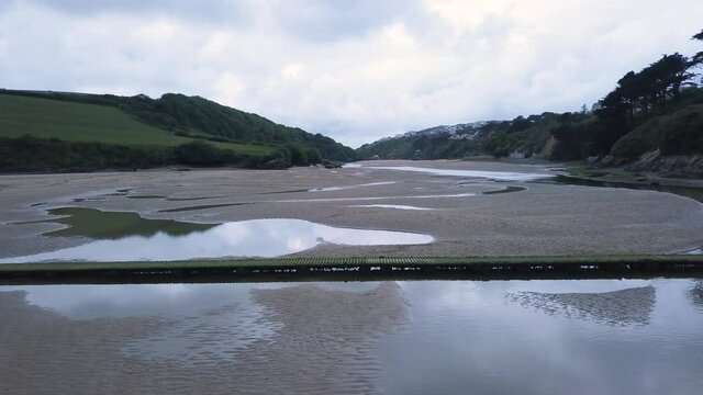 Beautiful Unique Landscape Of Newquay By The Gannel River - panning shot