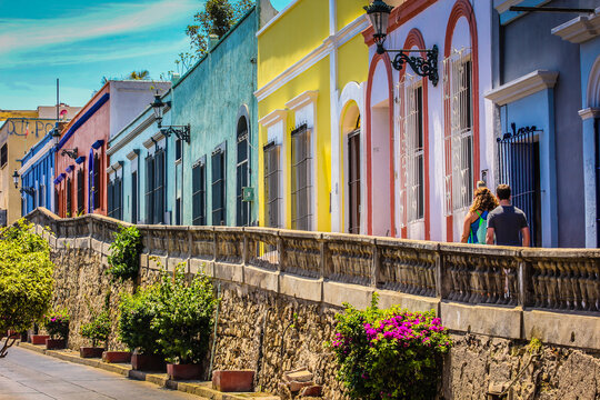Colorful Row of Houses in the Old Town of Mazatlàn, Mexico.