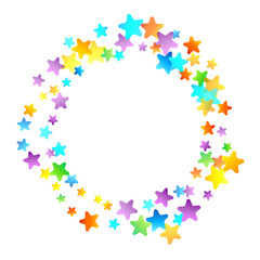 Rainbow Festive Confetti. Carnival Star Falling.