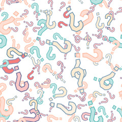 Quiz seamless pattern. Question marks, doubt, faq