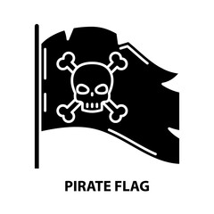 pirate flag icon, black vector sign with editable strokes, concept illustration