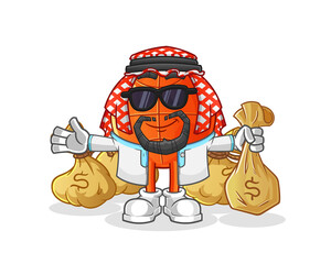 basketball rich arabian mascot. cartoon vector