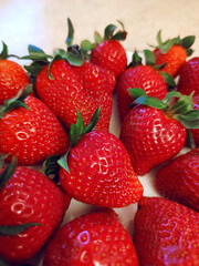 Sweet ripe red strawberry berry fruit summer background texture