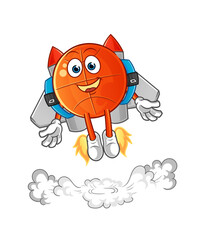 basketball with jetpack mascot. cartoon vector