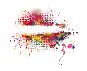 Multi color blots background. Grunge texture stroke line. Art ink dirty design. Paintbrush element. Brushstroke graphic. Vector illustration