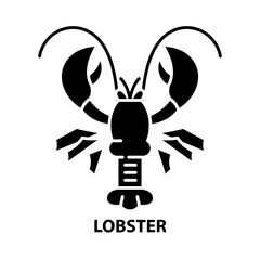 lobster icon, black vector sign with editable strokes, concept illustration