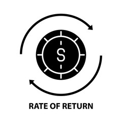 rate of return icon, black vector sign with editable strokes, concept illustration