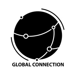 global connection concept icon, black vector sign with editable strokes, concept illustration