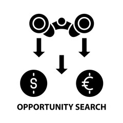 opportunity search icon, black vector sign with editable strokes, concept illustration