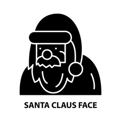 santa claus face icon, black vector sign with editable strokes, concept illustration