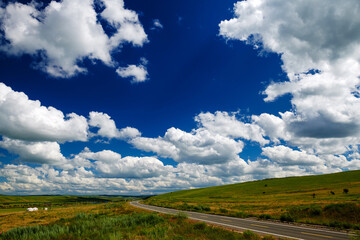 The road on the summer grassland of Hulunbuir of China.