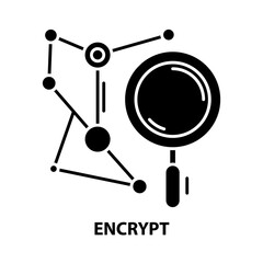 encrypt icon, black vector sign with editable strokes, concept illustration