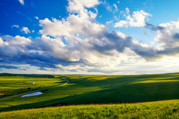 The beautiful summer grassland scenic of Hulunbuir of China.