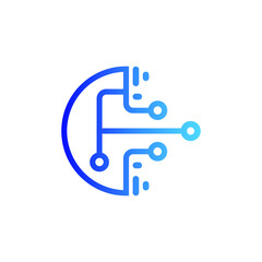 Gradient Technology Logotype. Vector Tech Icon. Stock Illustration.