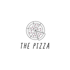 Pizza with One Slice Separated Linear Icon