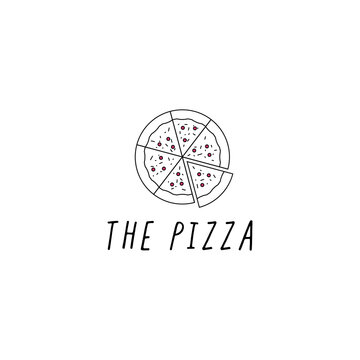Pizza with One Slice Separated Linear Icon