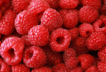 Guest raspberries. Pattern with red berries