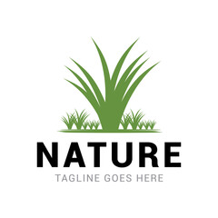 Grass nature logo vector template.