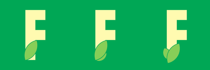 F letter and leaf logo design template vector