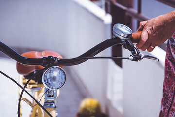 Closeup shot of a hybrid bicycle