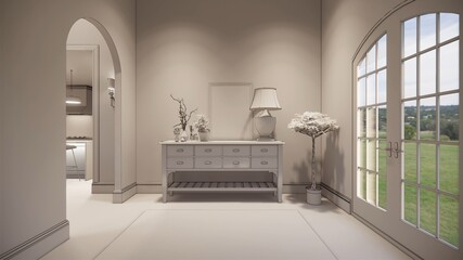 3d Animation rendering. Interior house modern open living space with kitchen.Loft style Duplex apartment residence.Home decoration luxury  interior design.