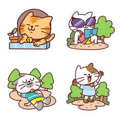 Adorable Cats In Various Lifestyle Illustration